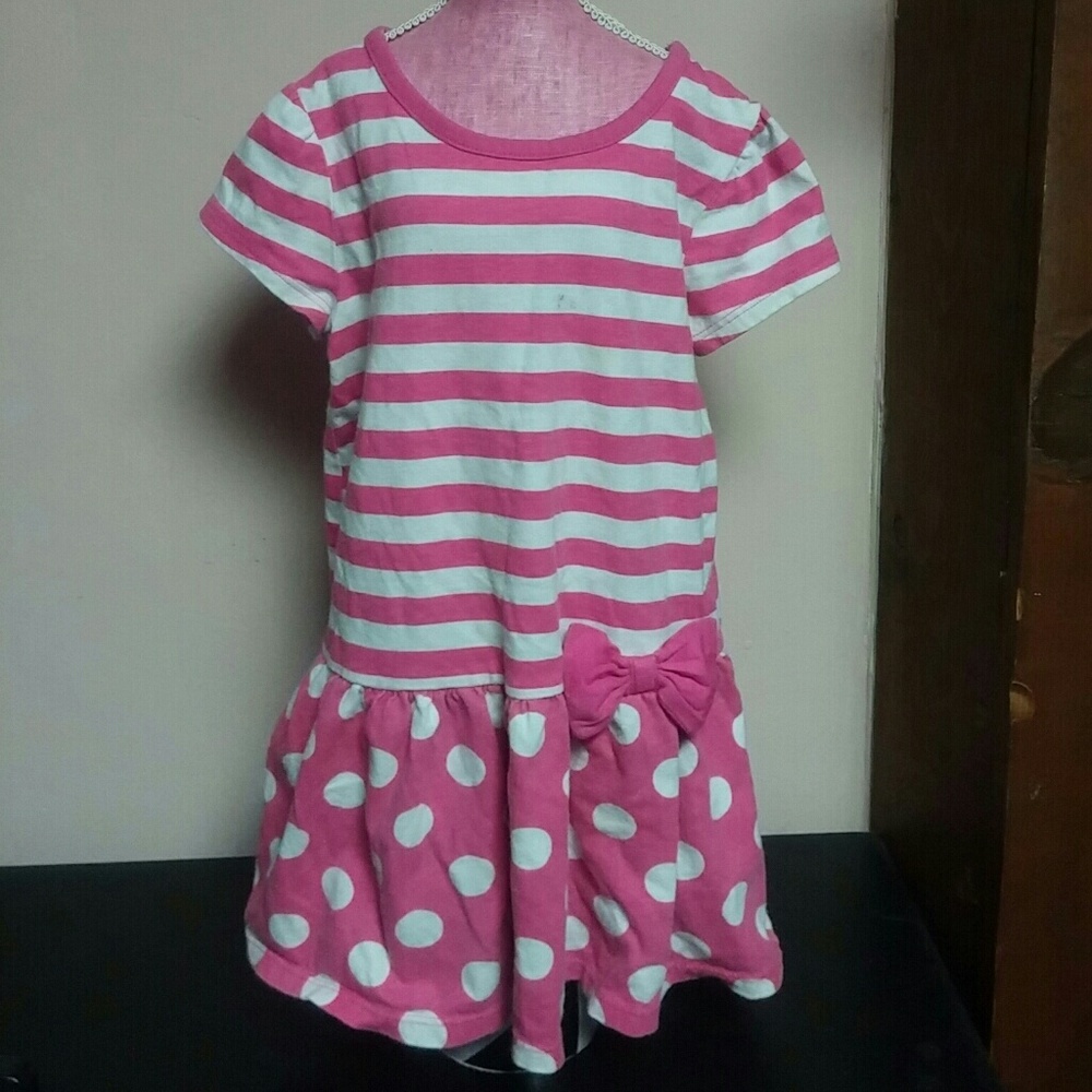 3t pink and white stripes and polka dots shirt